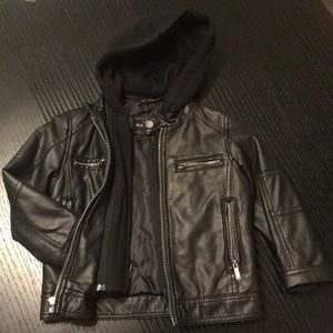 Boys 3T Leatherette Jacket w/ Removable Hoodie